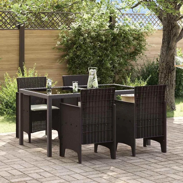 vidaXL Gartenstuhl mit Kissen 4 pcs Braun 53 x 49 x 85 cm Polypropylen 847477 – Bild 1