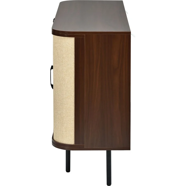 ZUBALIYA Wohnwand Set TV-Lowboard & Sideboard mit Geflechtfront / MDF-Korpus, MDF-Korpus, 120.00 x 40.00 x 82.00 cm, fürs Wohnzimmer, mit Schubladen, mit Stauraum, Samt, Walnuss – Bild 21