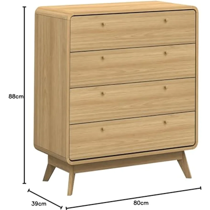 DHP Furniture Cassie Kommode mit 4 Schubladen aus Spanplatte in Eicheoptik (BxTxH) 80x39x88 cm – Bild 3