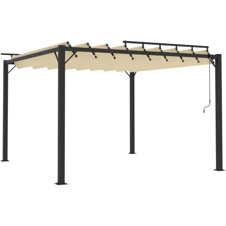 vidaXL Pergola mit Lamellendach 3x3 m Creme Stoff und Aluminium 313924 – Bild 7
