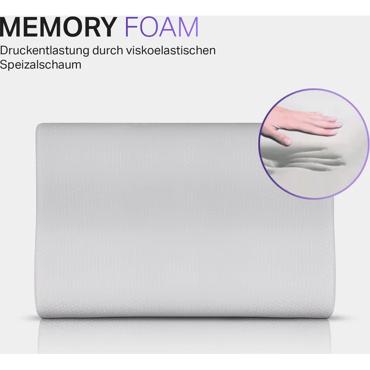 Kopfkissen mit Memory Foam und abnehmbaren Bezug Stützkissen Vital - 40x60cm – Bild 3