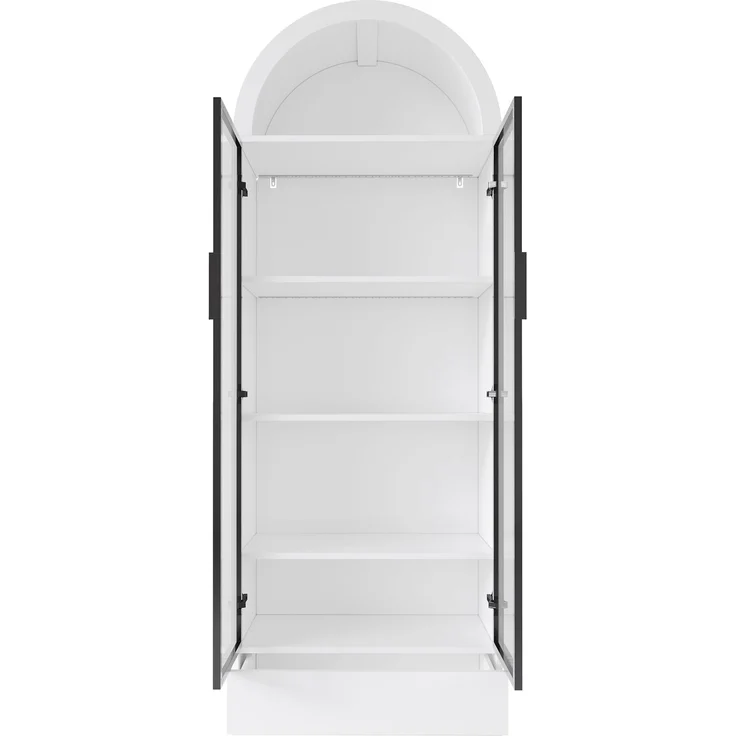 Vitrine 70x38x190 cm in Weiß mit LED-App-Steuerung, Glastüren und Schublade – Bild 7