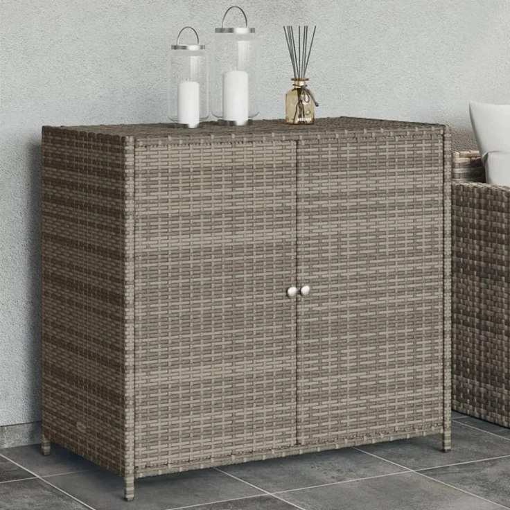 vidaXL Gartenschrank Grau 83x45x76 cm Poly Rattan 365545 – Bild 1