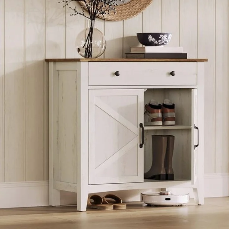 VASAGLE Küchenschrank, Sideboard mit Schubladen, Aufbewahrungsschrank mit Türen, verstellbare Ablage, Landhausstil, für Wohnzimmer Küche, 40 x 80 x 80 cm, vintageweiß-honigbraun BBKDE341W01 – Bild 5