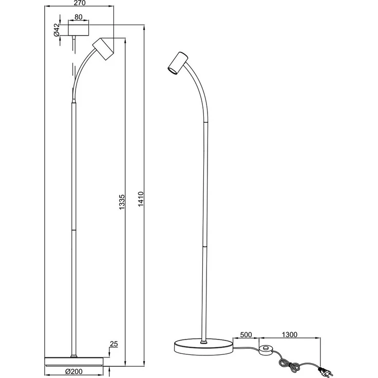 Schmale Stehlampe TARYN Weiß mit flexibel einstellbarem Spot, Höhe 133,5cm – Bild 7