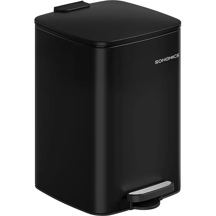 Songmics Mülleimer Küche, 20 Liter Abfalleimer, Tretmülleimer, Stahl, mit Inneneimer, Softclose, Offenhaltefunktion, tintenschwarz LTBDE592B02 – Bild 1