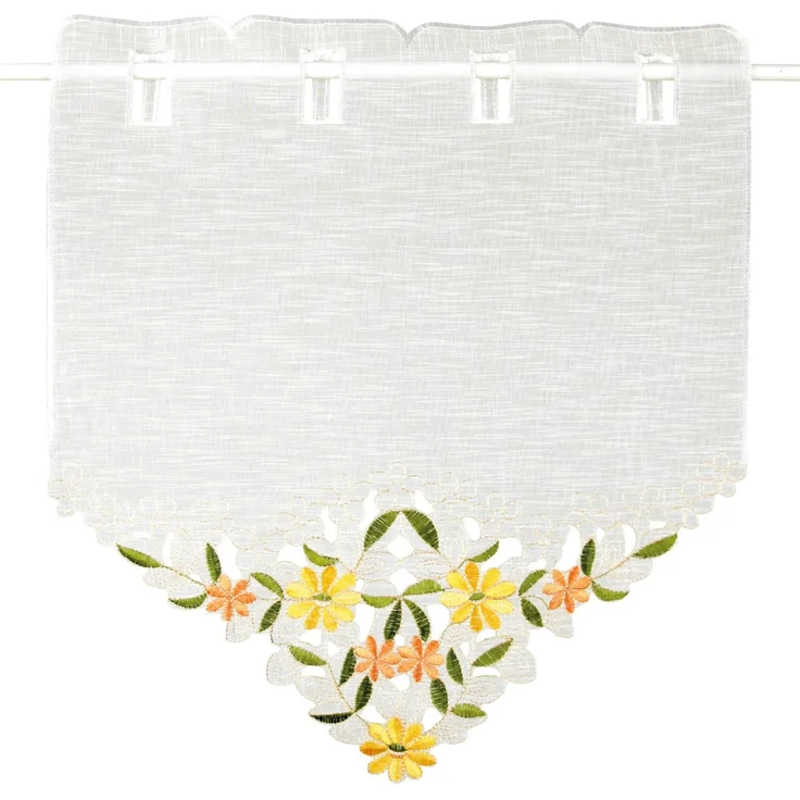 ARSVITA Fenstergardine mit Stickerei, Blumen oder Schmetterlingen bestickte 35x40cm Fensterbild, in vielen verschiedenen Designs verfügbar (Farbe: Grün - Gelb) – Bild 2