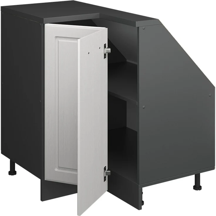 Eck-Küchenschrank für Dachschrägen R-Line Weiß Landhaus 75.6 cm mit 1 Tür Vicco – Bild 4