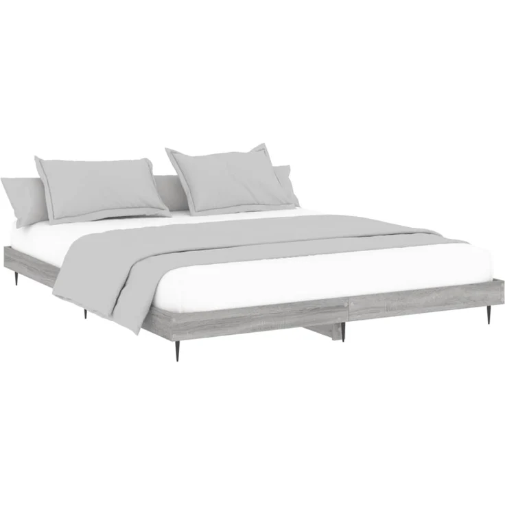 Doppelbett, Bettgestell Modernen ohne Matratze Grau Sonoma 160x200 cm Holzwerkstoff d2433e – Bild 3