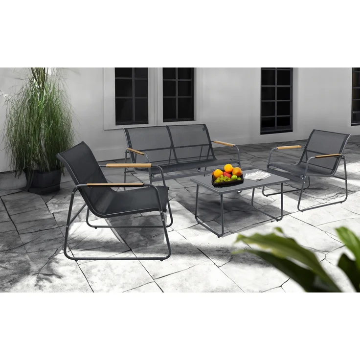 VCM Gartenmöbel-Set Lexila 920288 Schwarz H. 76 x B. 222 x T. 119 cm – Bild 5