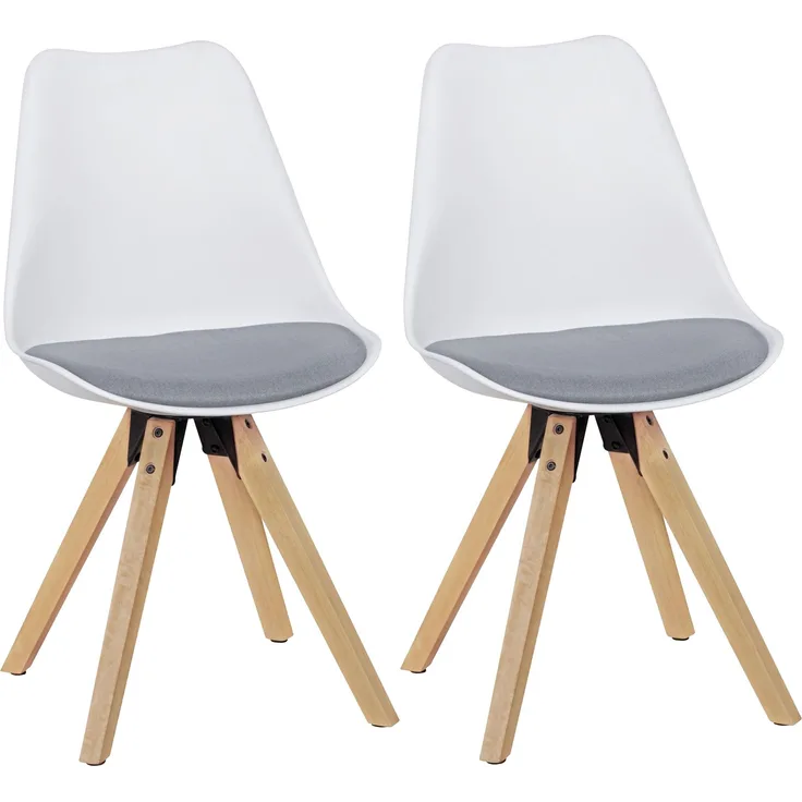 Esszimmerstuhl Set LIMA 2er Skandinavisch Polsterstuhl Stoff Weiß Grau