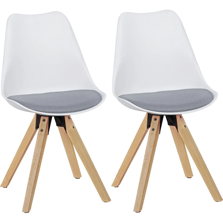 Esszimmerstuhl Set LIMA 2er Skandinavisch Polsterstuhl Stoff Weiß Grau – Bild 1