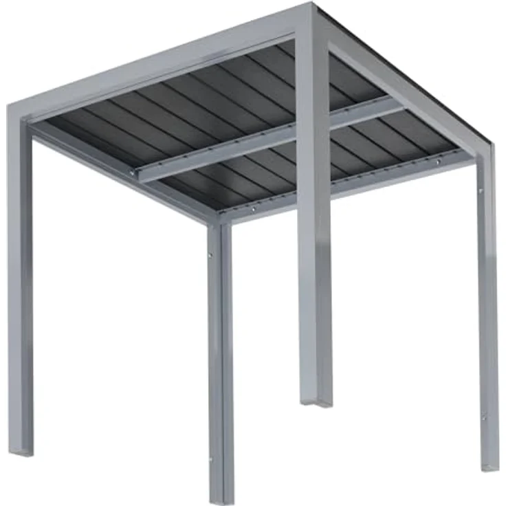 Clevich Gartentisch Wetterfeste, 75x75 cm, Outdoor-Esstisch, WPC-Balkontisch, Aluminiumrahmen, Wetterfeste Gartenmöbel, quadratischer Terrassentisch, Silber Grau – Bild 9