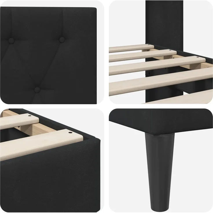 vidaXL Bettrahmen mit Kopfteil Schwarz 120 x 190 cm Samt 42027653 – Bild 7