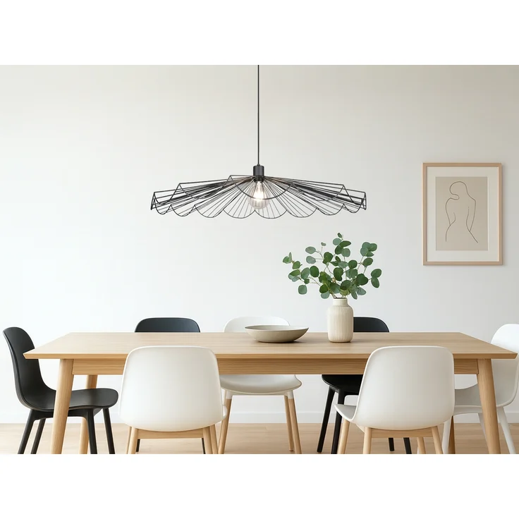 Große Pendelleuchte MARGARITA mit gefächertem Metall Gitterschirm Ø 80cm – Bild 6
