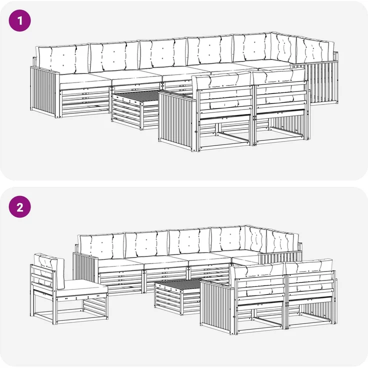 vidaXL Outdoor-Sofagarnitur 9 stk. 8-Sitzer Weiß und Anthrazit 3390722 – Bild 7