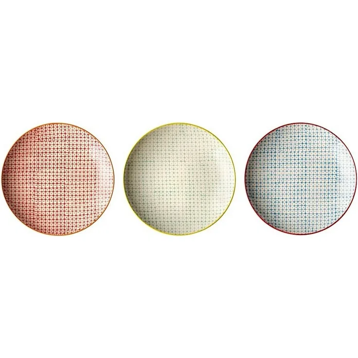 Bloomingville Frühstücksteller Bloomingville Carla Frühstücksteller Rot Steingut 3er Set