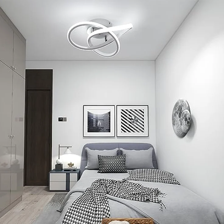 Comely LED Deckenleuchte Modern Design Schlafzimmerlampe Decke, Weiß, 30W 3300LM, für Schlafzimmer, Küche, Balkon, Korridor, Büro, Flur – Bild 2