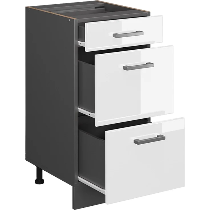 Küchenunterschrank R-Line Weiß Hochglanz 40 cm AP Marmor Vicco – Bild 4