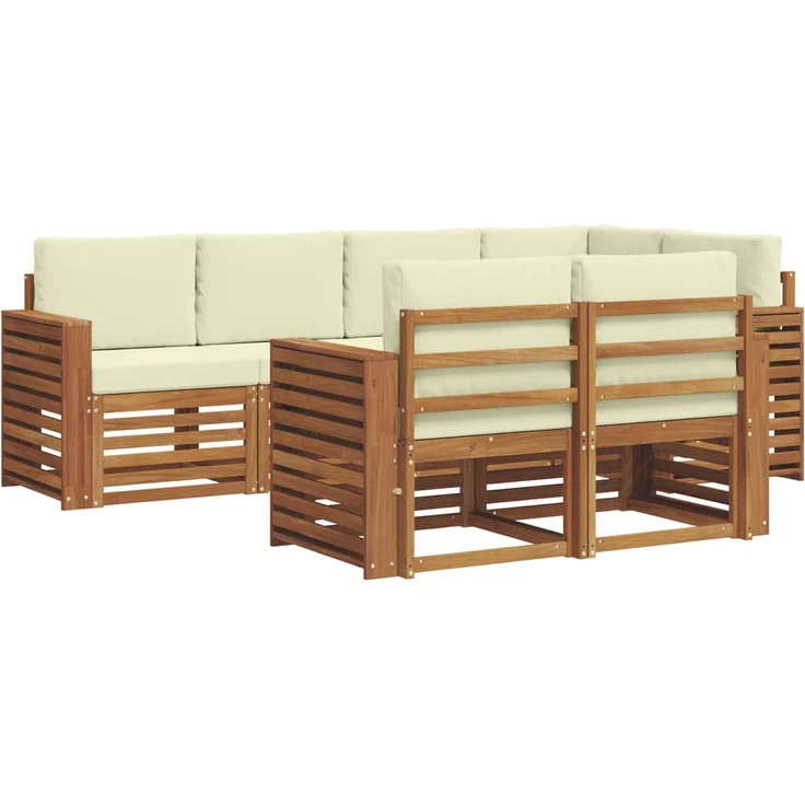 vidaXL Outdoor-Sofagarnitur 7 stk. 7-Sitzer Natur und Creme 3374975 – Bild 2