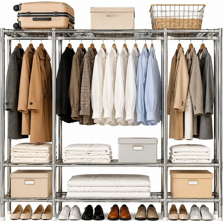 Toomoke Stoffschrank mit Kleiderstange, Faltschrank für Schlafzimmer (Kleiderschrank aus Stahlrohren mit Reißverschluss und Staubschutz) Abnehmbarer Bezug, 165 × 170 × 45 cm, ca. 5,7 kg – Bild 1