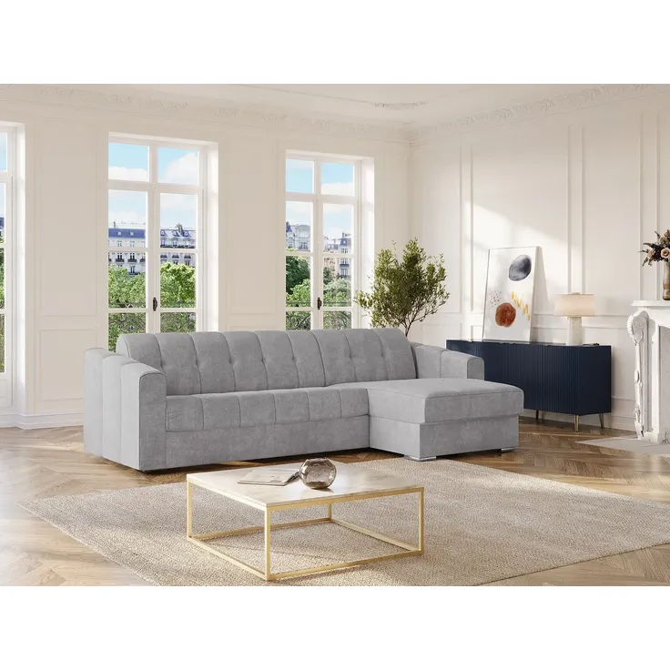 Vente-unique - DARIELO Sofa Stoff Grau - B 223 cm152 cm x H 85 cm x L 275 cm