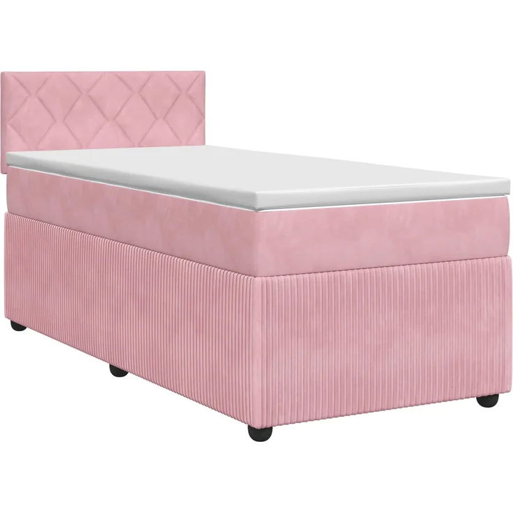vidaXL Boxspringbett mit Matratze mit Kopfteil Rosa 90 x 200 cm Samt 3451612 – Bild 2