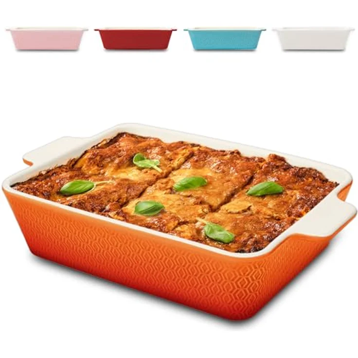 Praknu Auflaufform Auflaufform Groß aus Keramik - Extra Hoher Rand - Für Lasagne, – Für, Porzellan - Keramik, (1-St), Für 4 Personen Lasagne, Tiramisu & Auflauf - Hoher Rand - Rechteckig – Bild 2