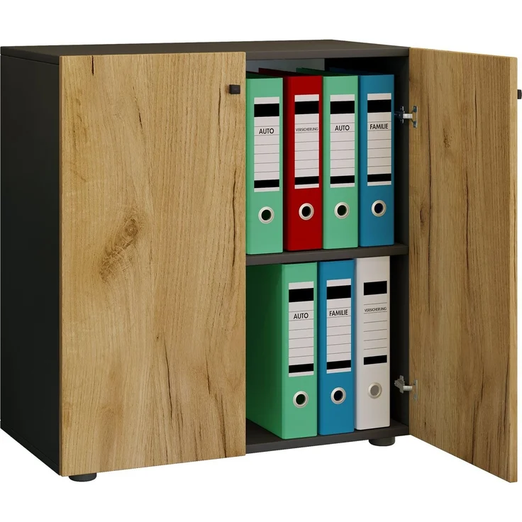 VCM Büroschrank Lona 919443 Anthrazit / Honig-Eiche B. 70 x H. 74 x T. 40 cm – Bild 5