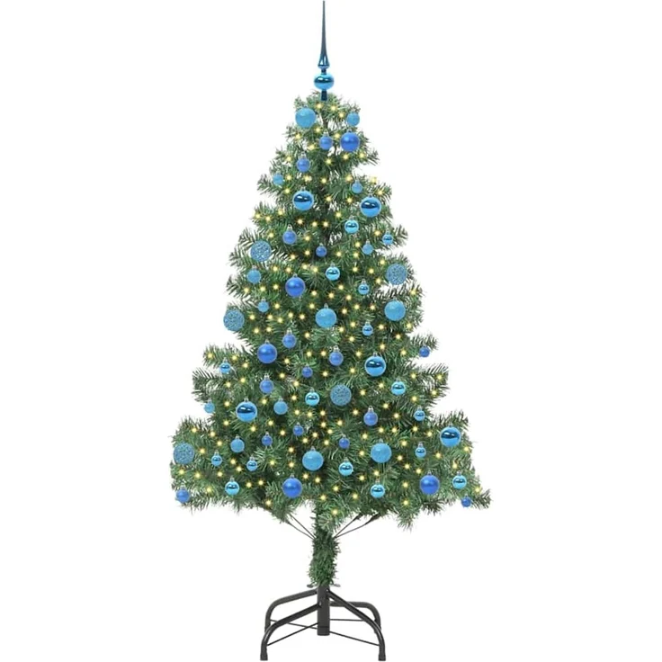 vidaXL Weihnachtsbaum mit LED-Beleuchtung Grün 180 cm PVC und Stahl 3396387 – Bild 3