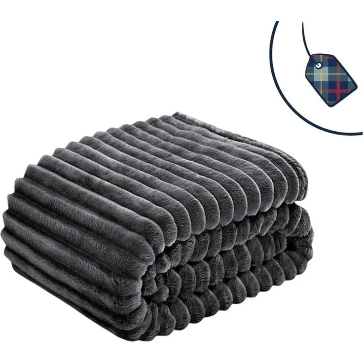 Premium Kuscheldecke in Cord Optik » Wohndecke 150 x 200 cm » Tagesdecke » dicke Wohndecke 450 gsm - Anthrazit – Bild 1