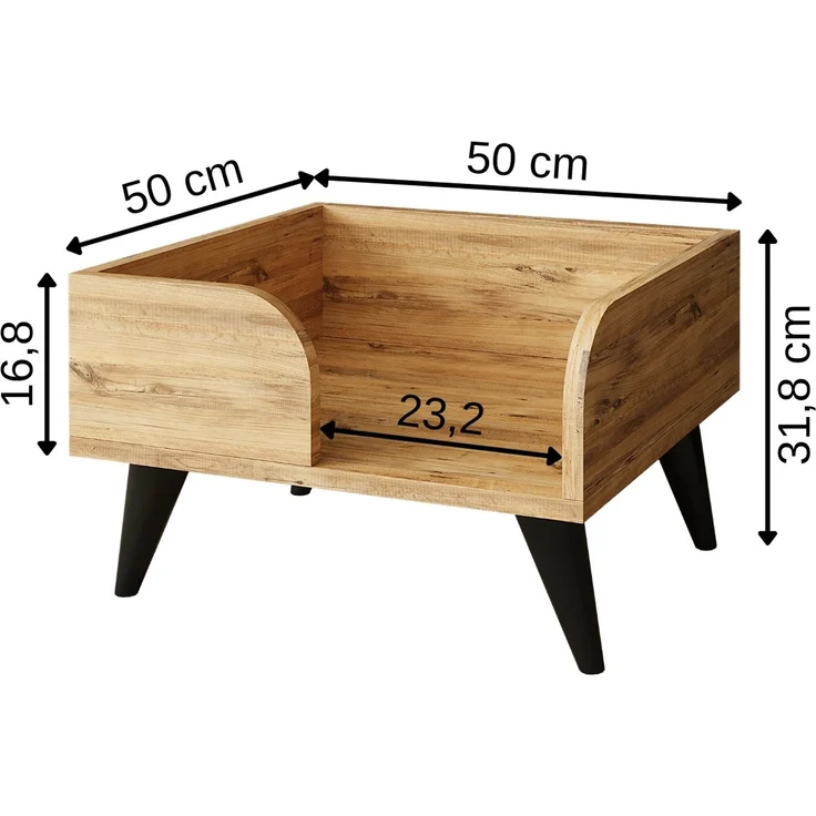 Roomart Hundebett & Katzenbett RITA – erhöhtes Haustierbett mit Beinen – 50 × 50 cm – für kleine Hunde & Katzen • Eiche – Bild 6