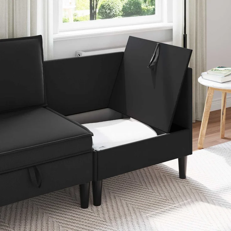vidaXL Ecksofa mit Stauraum Schwarz Samt 42027093 – Bild 3