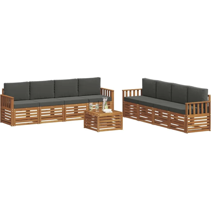 vidaXL Outdoor-Sofagarnitur 9 stk. 8-Sitzer Natur und Anthrazit 3374562 – Bild 3