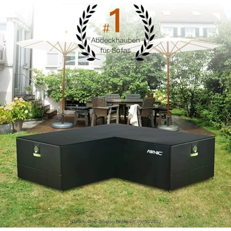 Awnic Garten L geformt Sofa Abdeckung wasserdicht, Terrasse Rattan Ecke Möbel deckt, im Freien L geformt Sektional deckt technischen Stoff AlicanTex 215 (Links) x 270 (rechts) x 71 cm – Bild 8