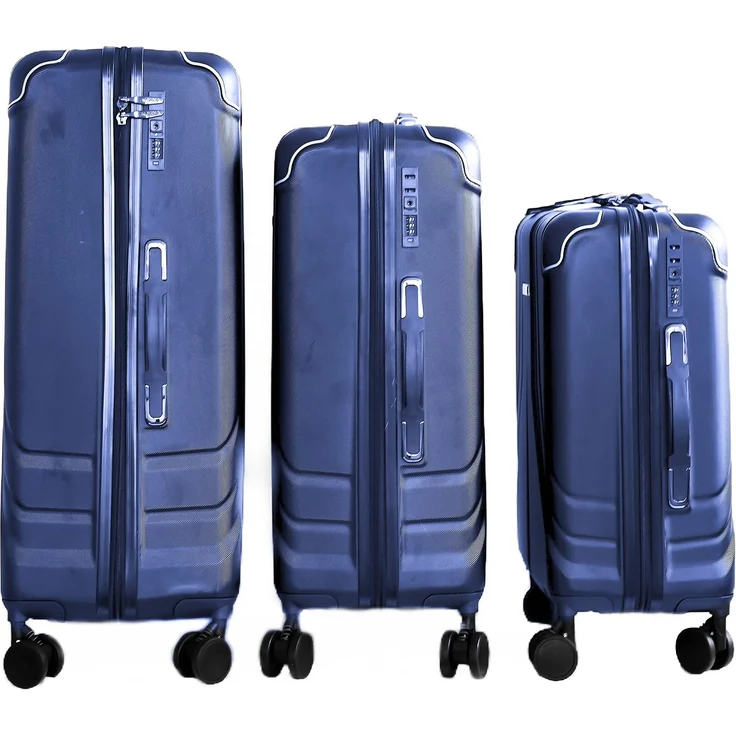 3 Tlg. Koffer-Set mit 4 Rädern Hartschale mit Kantenschutz 360° drehbar Blau – Bild 2