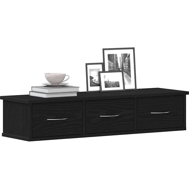 vidaXL Wandschrank Schwarz Eichen-Optik 88x26x18,5 cm Holzwerkstoff 861994 – Bild 3