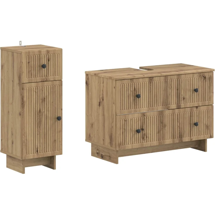 vidaXL 2-teiliges Badezimmer Schrank Set EDE Artisan-Eiche 3417665 – Bild 2