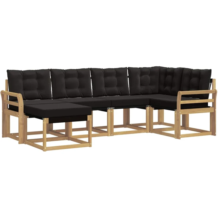 vidaXL Outdoor-Sofagarnitur 6 stk. 6-Sitzer Weiß und Schwarz 3389646 – Bild 2