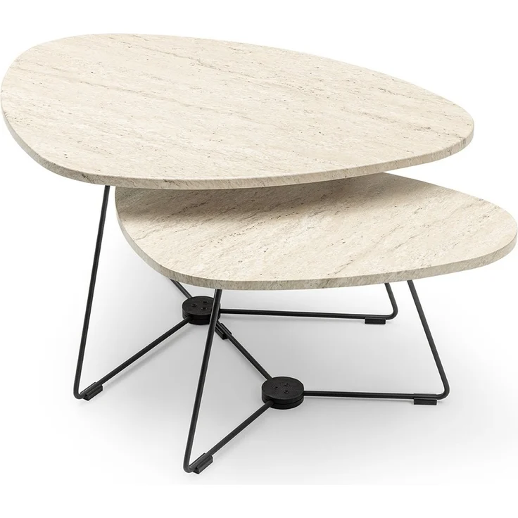 Skye Decor 'Pebble Nesting Table 69 - Travertine' Satztisch (2-teilig), Travertin, 69 x 46 x 94 cm – Bild 6