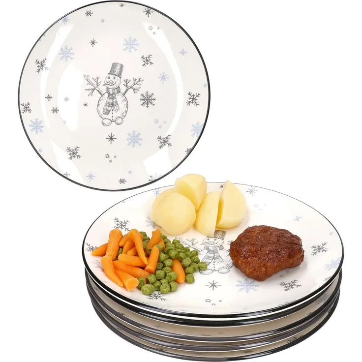 MamboCat Speiseteller 6x Olove Speiseteller Schneemann Steingut Winter Essteller Weihnachten