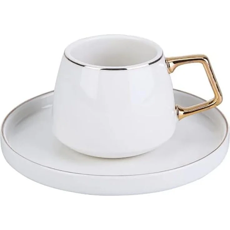Karaca Kaffeeservice Karaca Saturn Kaffeeservice 100 ml Kaffeetassen-Set, 2 Personen, Gold, Porzellan – Bild 3
