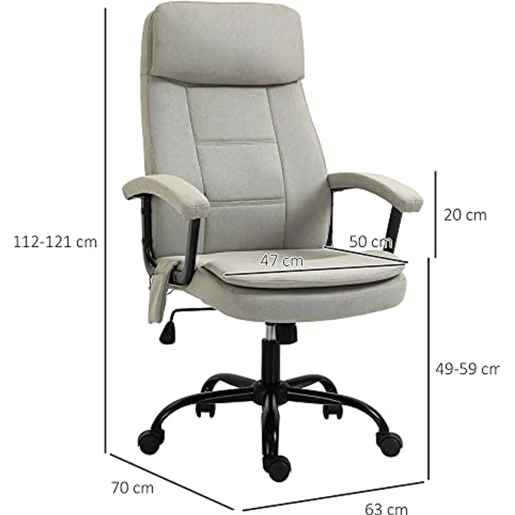 Vinsetto Massage-Bürostuhl, Beige, ergonomisch mit atmungsaktivem Webstoff und höhenverstellbar, Drehstuhl für Arbeitszimmer – Bild 3