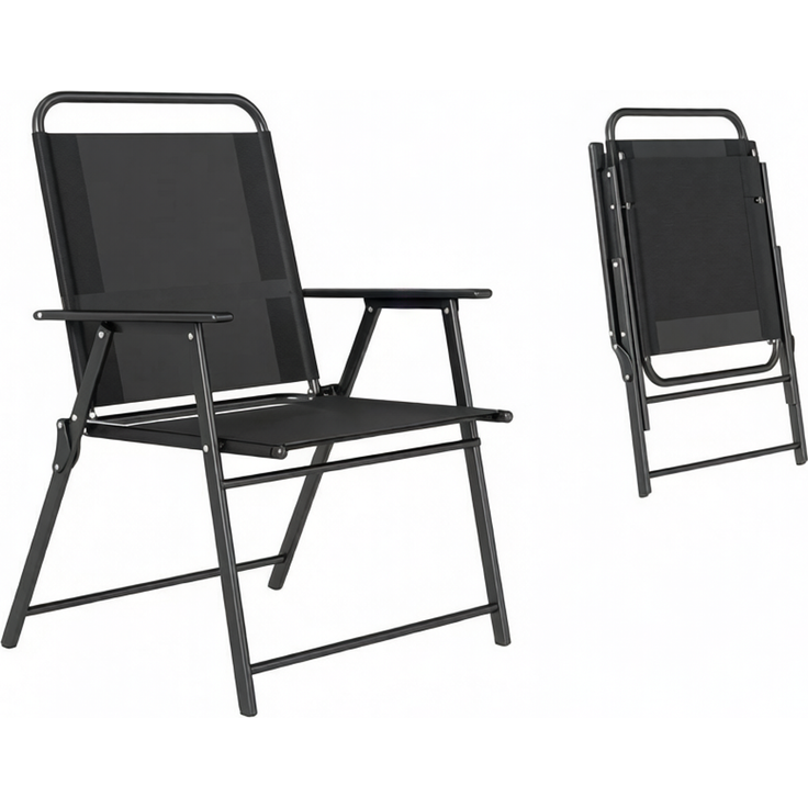 Vielseitiger Freizeitstuhl,Klappbarer Outdoor-Stuhl mit hoher Rückenlehne und Armlehnen,Leichter Faltstuhl(nur mit 4pcs Stuhle)--Schwarz--65x60x94cm--YOUDENOVA – Bild 6