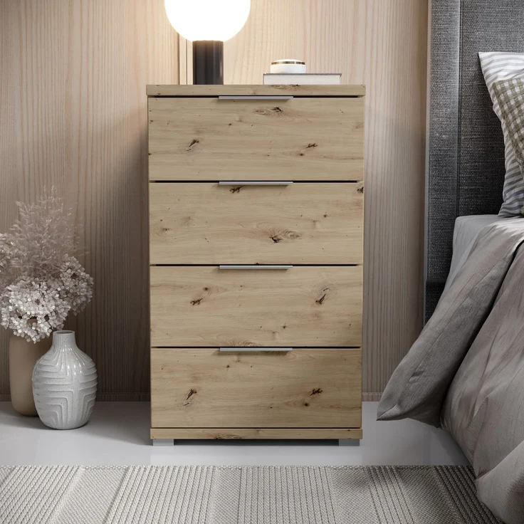 Nachtkommode >Smilla< in Artisan Eiche, Melamin - 46x79x42cm (BxHxT) – Bild 2