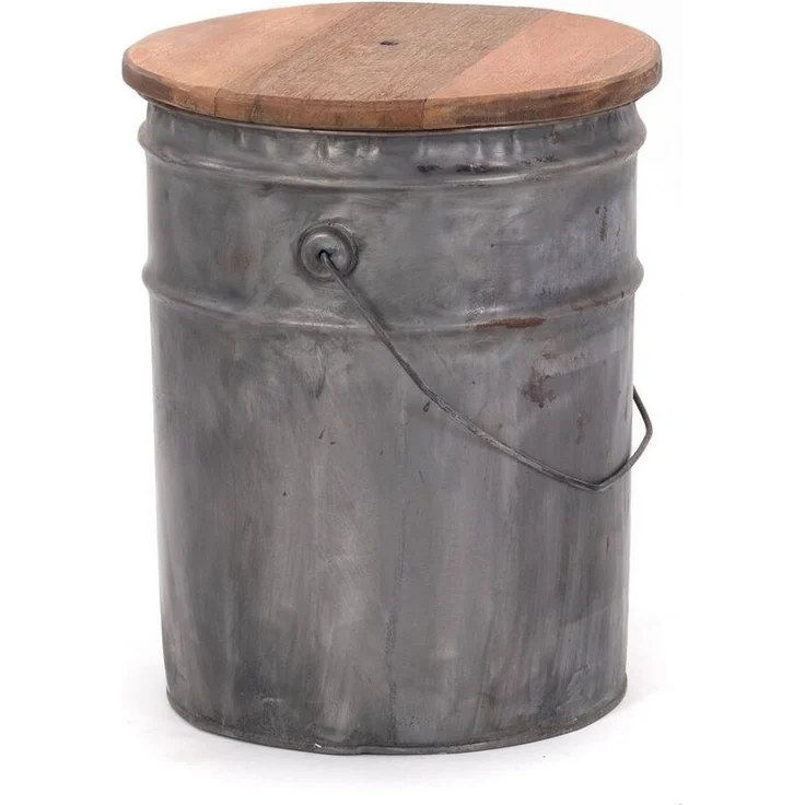 DESIGN DELIGHTS Hocker BEISTELLTISCH BARREL, 40x30 cm (Hx), Metall, Holz, Sitztonne – Bild 1