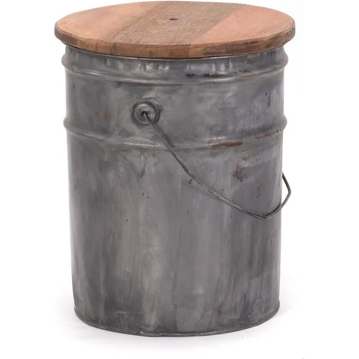 DESIGN DELIGHTS Hocker BEISTELLTISCH BARREL, 40x30 cm (Hx), Metall, Holz, Sitztonne