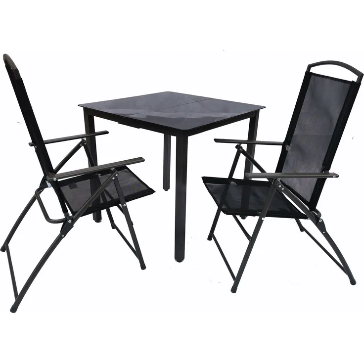 VCM Gartenmöbel-Set Garlos 918147 Schwarz H. 76 x B. 80 x T. 80 cm