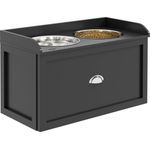 PawHut Futternapf erhöhte Futterstation mit 2 x 2L Schalen, Edelstahl, mit Schublade, für große Hunde mit einer Schulterhöhe von 50-60 cm