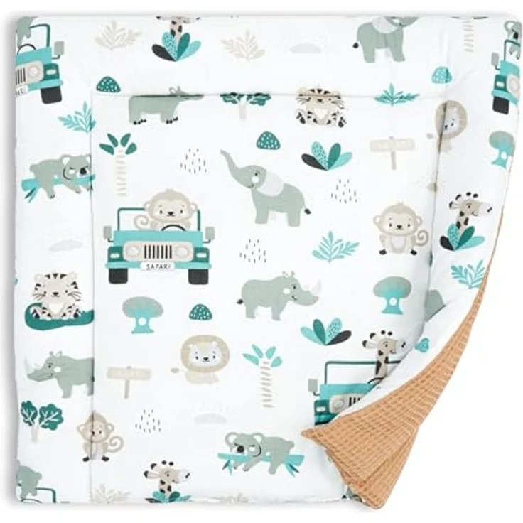 Wickelauflage für Babys 75x72 cm - Weiche Baumwolle, Abwaschbar - Wickelkommode & Wickeltischauflage Afrika – Bild 1